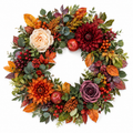 24 Inch Artificial Fall Wreath with Dahlias Apples and Berries for Front Door Thanksgiving Decor