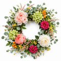 24 Inch Spring Wreath with Peonies Hydrangeas Eucalyptus and Orange Berries for Front Door